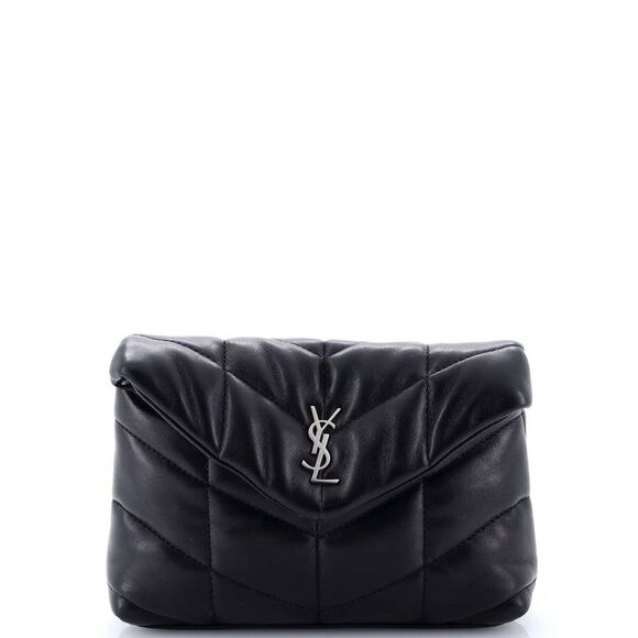 Saint Laurent LouLou Puffer Clutch Leather Small Black - Picture 1 of 8